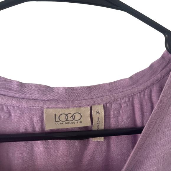 LOGO Women's Size Medium Lilac Purple Textured Swiss Dot Blouse Top - Picture 5 of 10